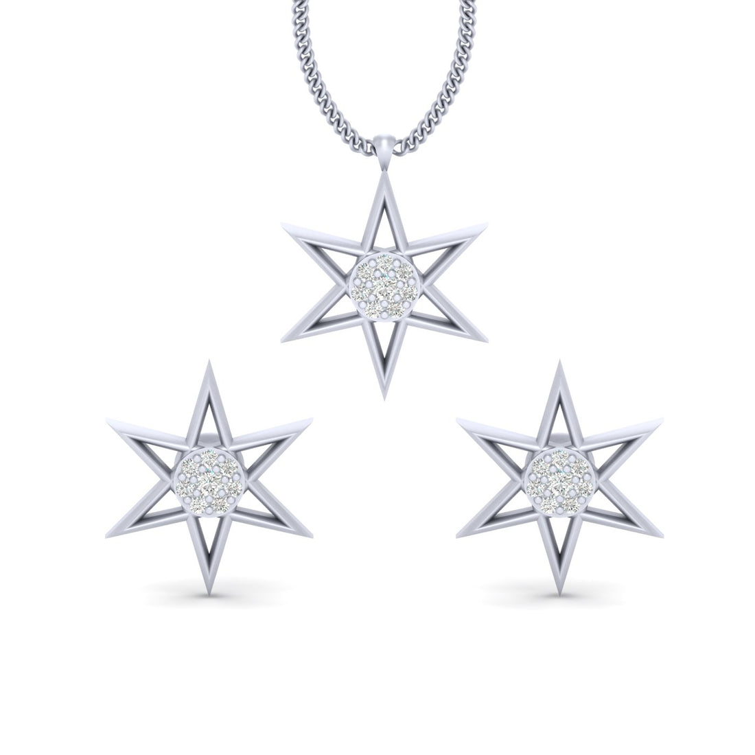 DIAMOND STAR PENDANT EARRINGS