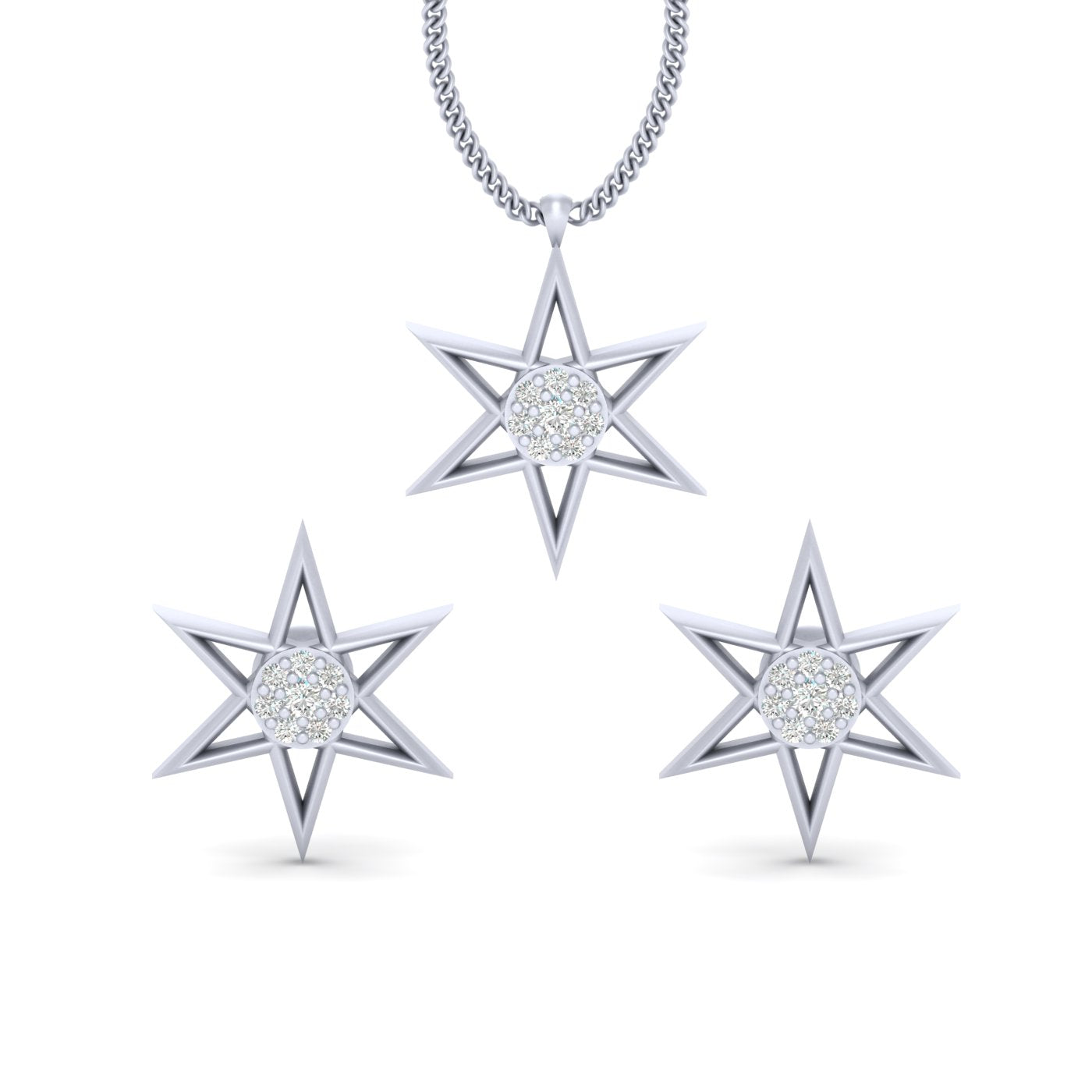DIAMOND STAR PENDANT EARRINGS