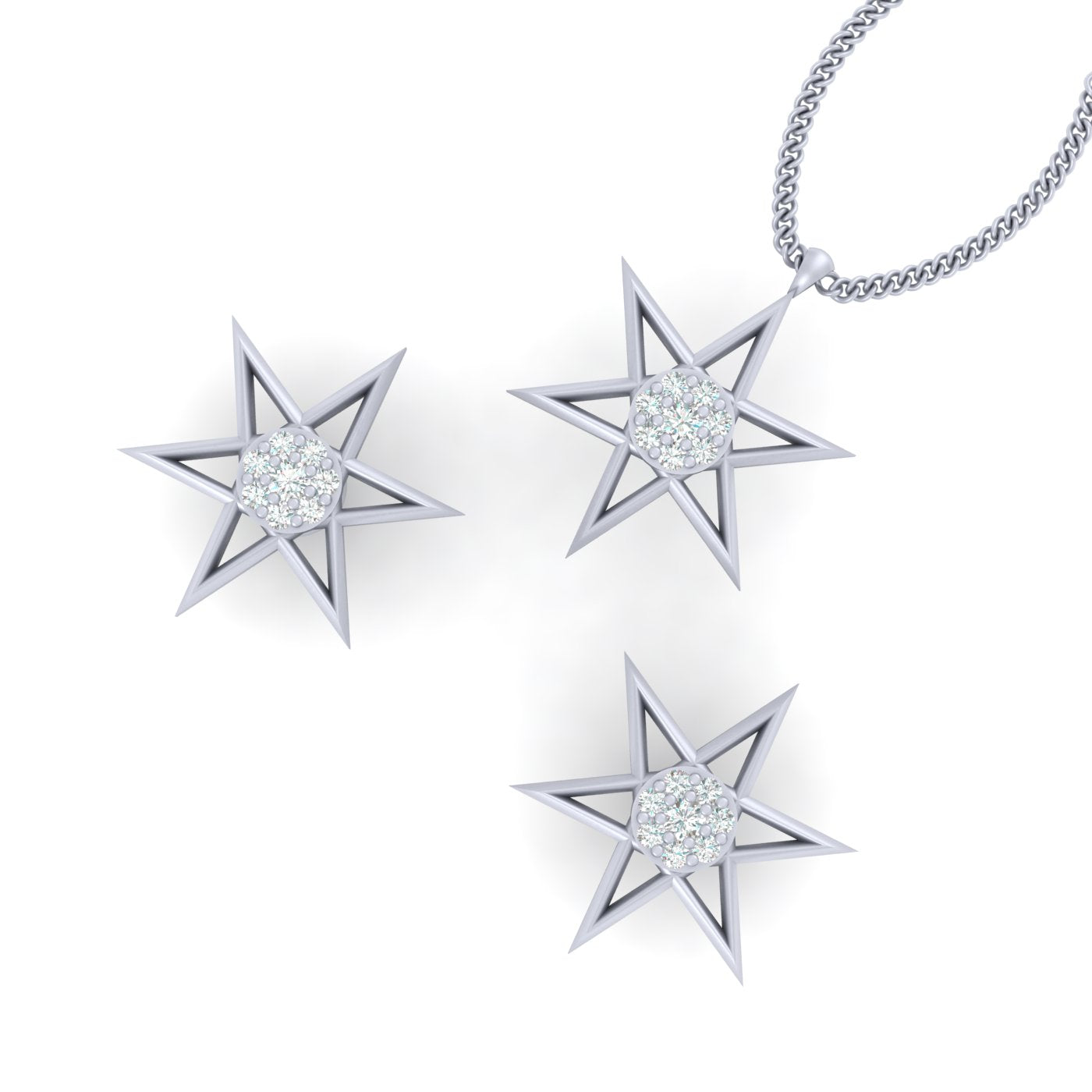 DIAMOND STAR PENDANT EARRINGS
