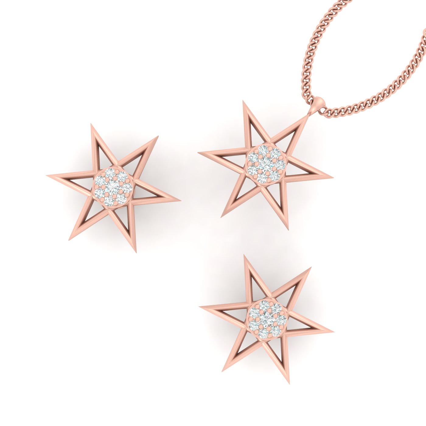 DIAMOND STAR PENDANT EARRINGS