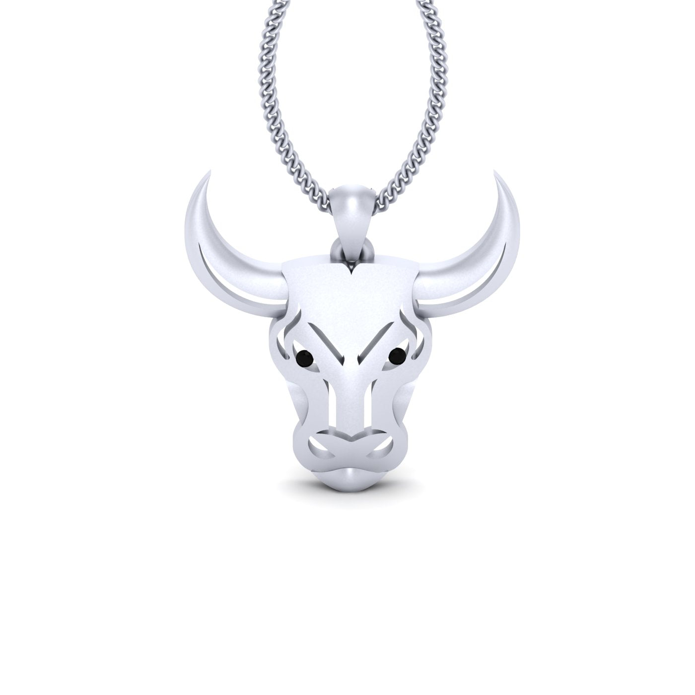 SILVER BULL FACE PENDANT