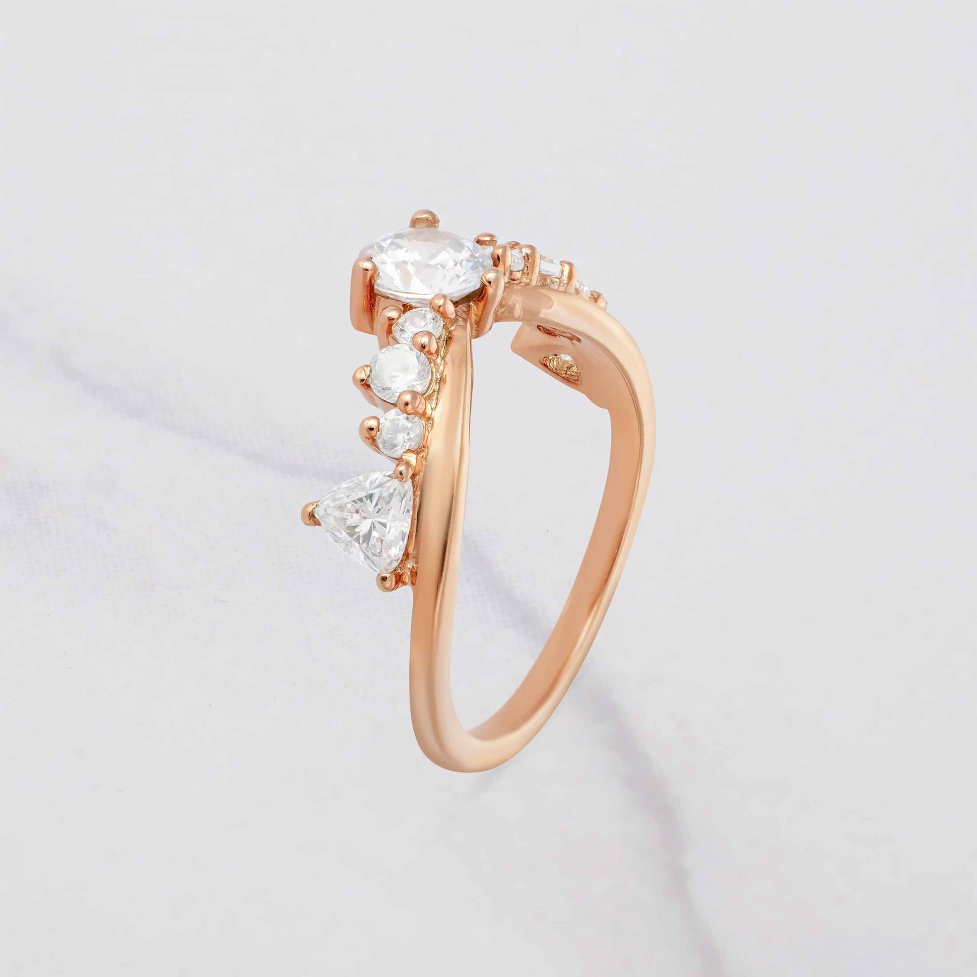 Diamond Ring Enhancer Curved Wedding Band Rose Gold White Gold Stacking