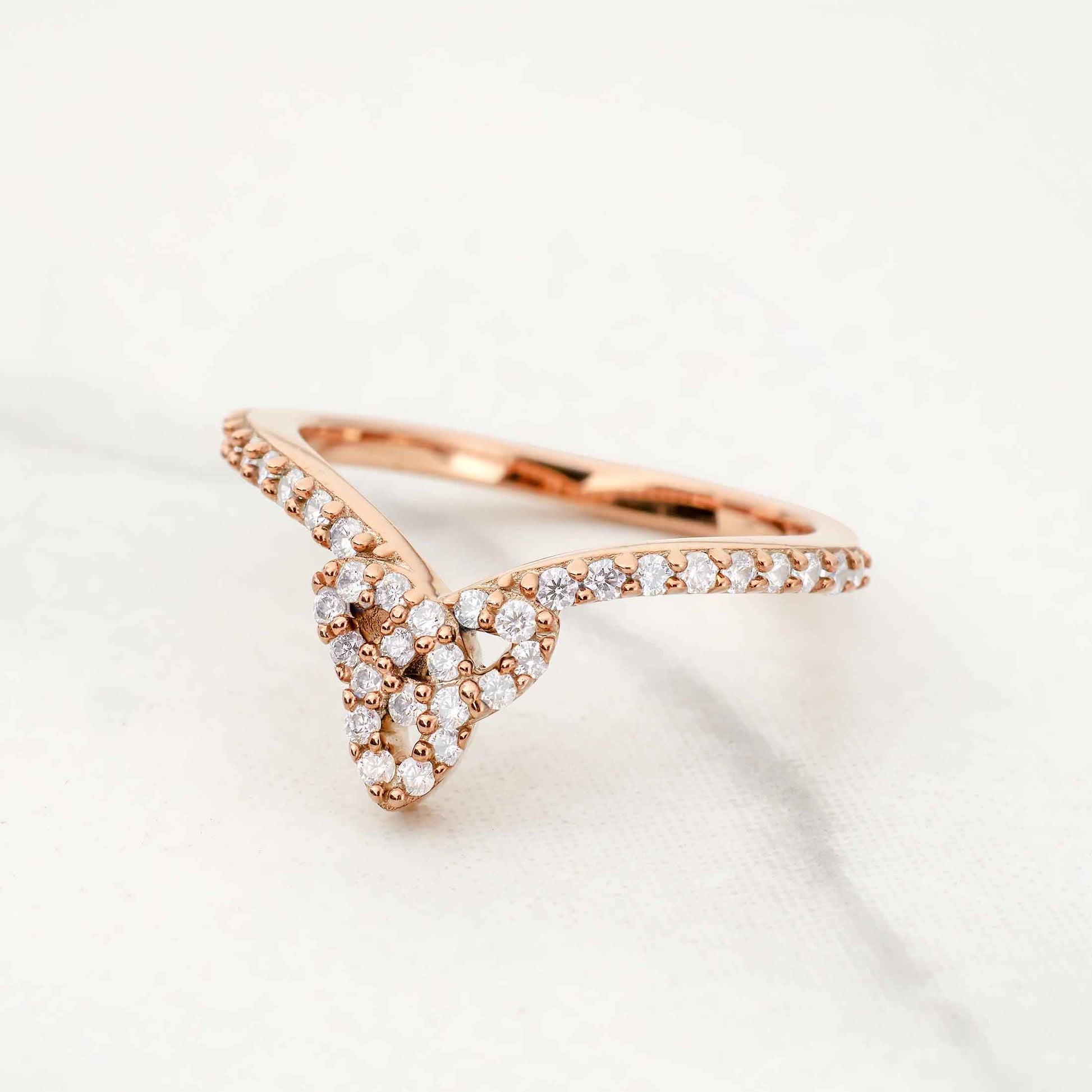 Celtic Trinity Ring Enhancer Moissanite Diamond Curved Wedding Band White Gold Rose Gold Stacking