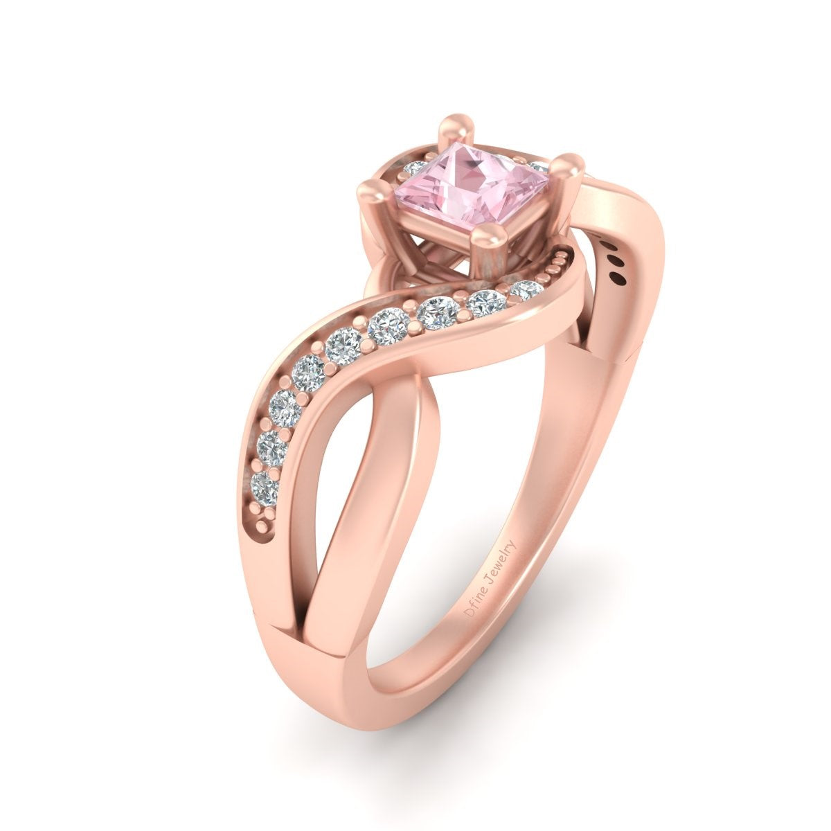 ROSE QUARTZ ENGAGEMENT RING FOR HER