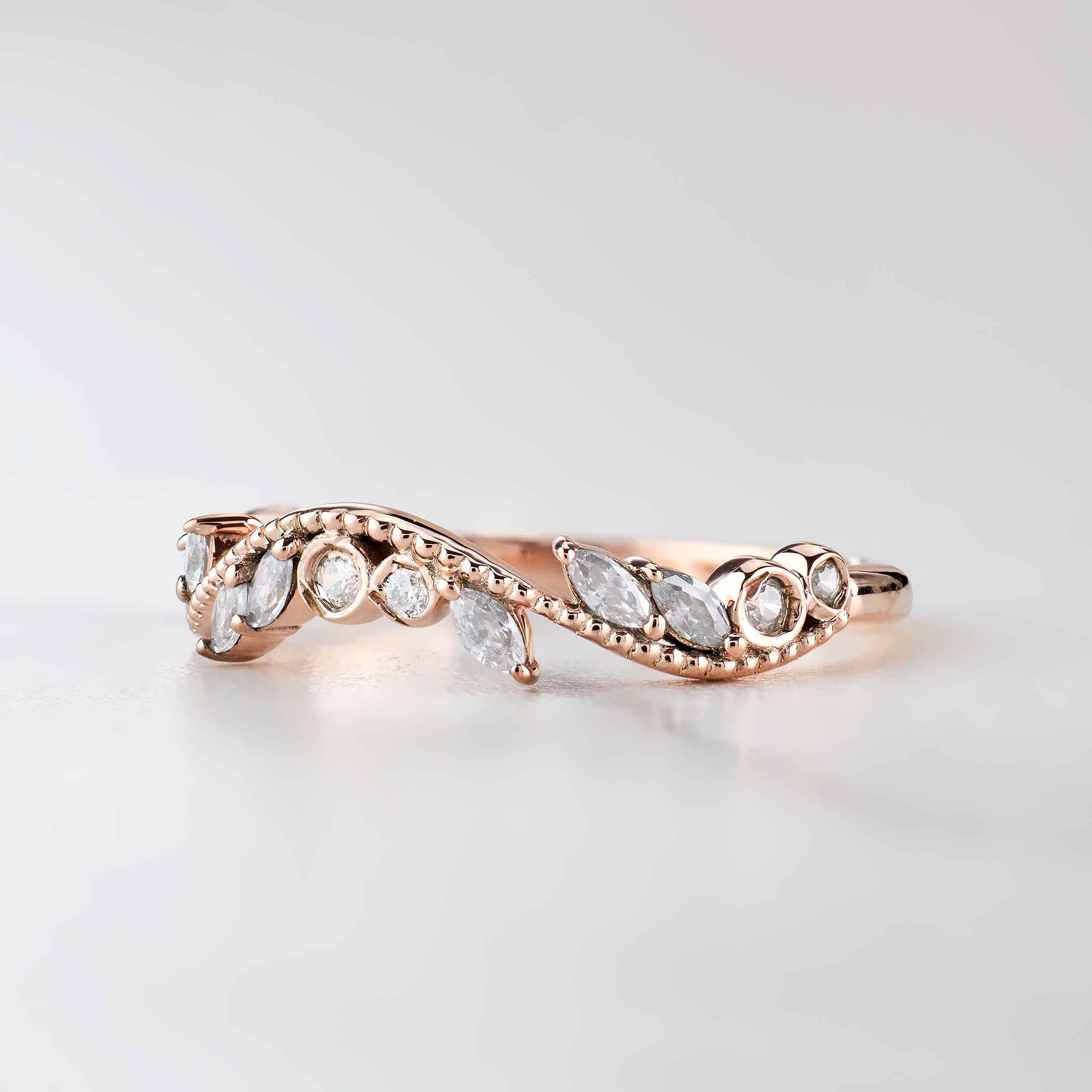 Enhancer Wedding Band For Women Curved Stack AAA CZ Marquise