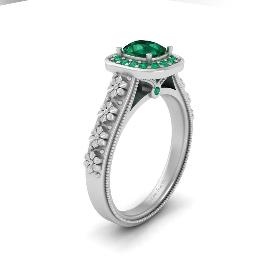 GREEN EMERALD WEDDING RING