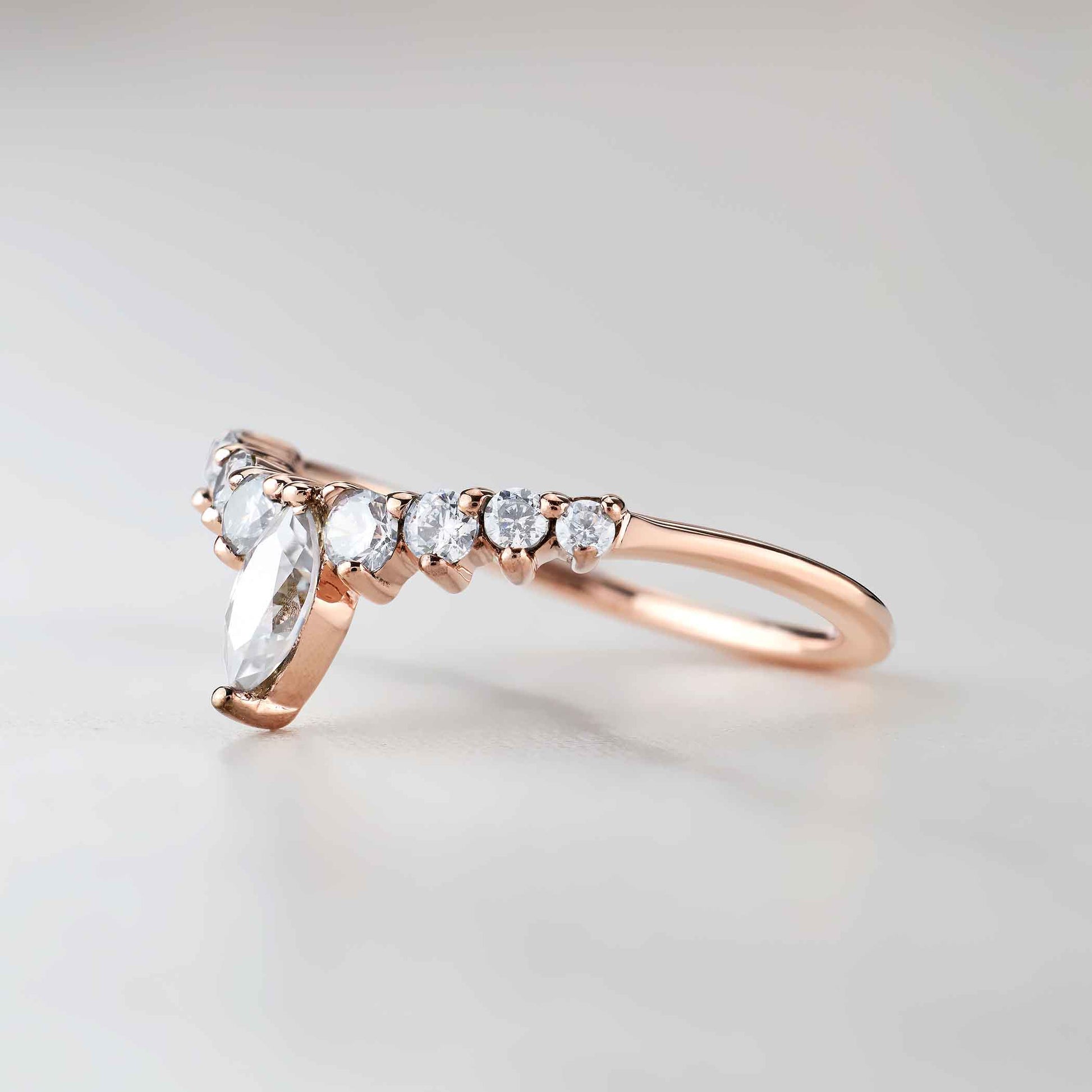 Marquise Curved Wedding Band Women Vintage Engagement Enhancer Ring Silver
