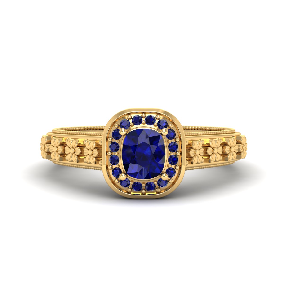 SAPPHIRE HALO ENGAGEMENT RING