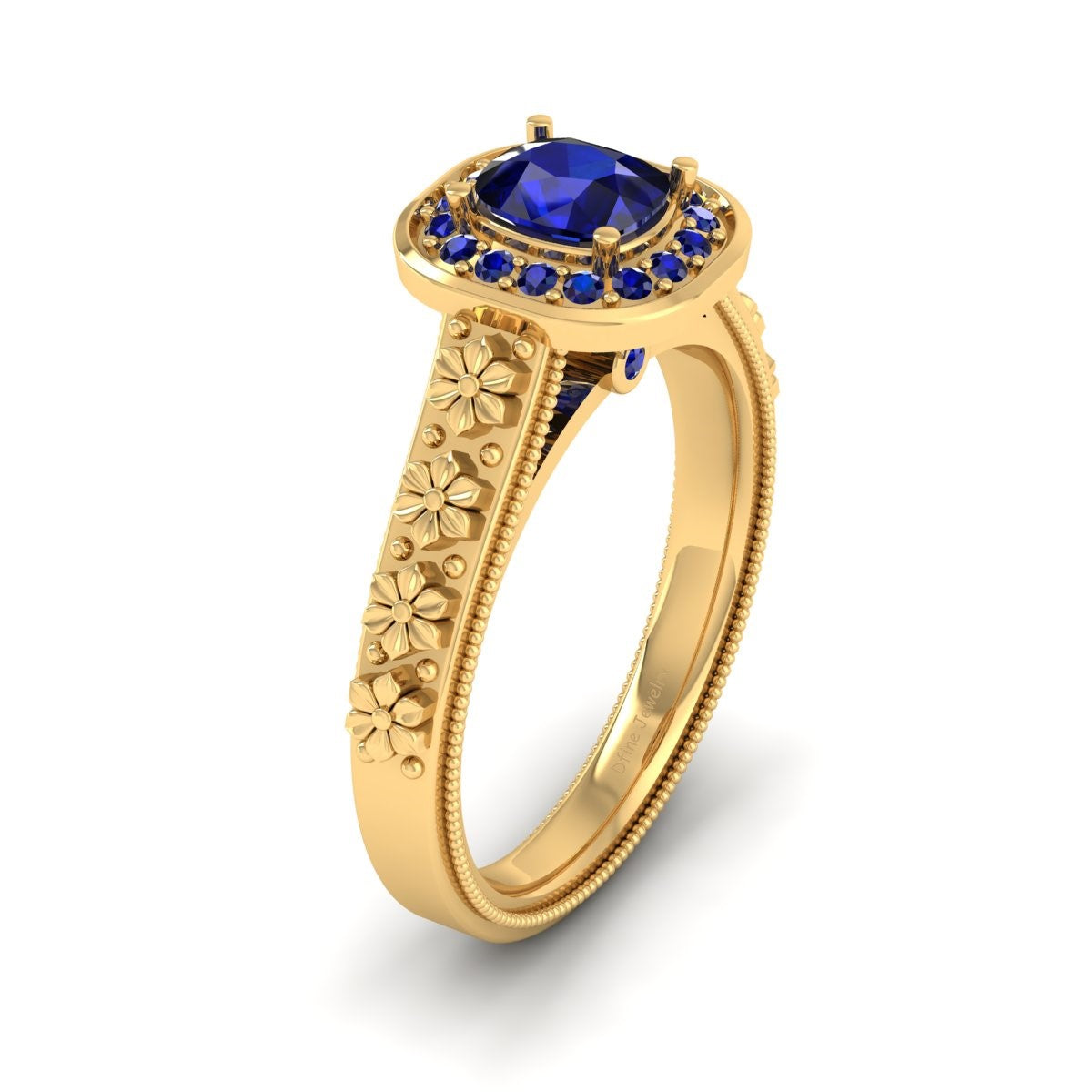 SAPPHIRE HALO ENGAGEMENT RING
