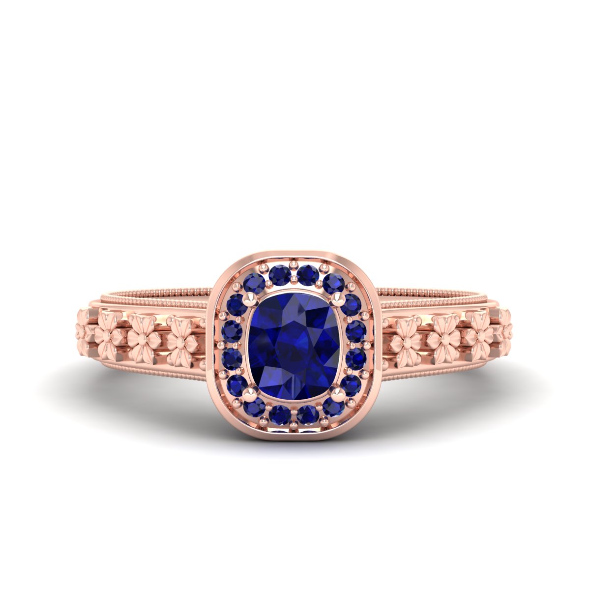 SAPPHIRE HALO ENGAGEMENT RING