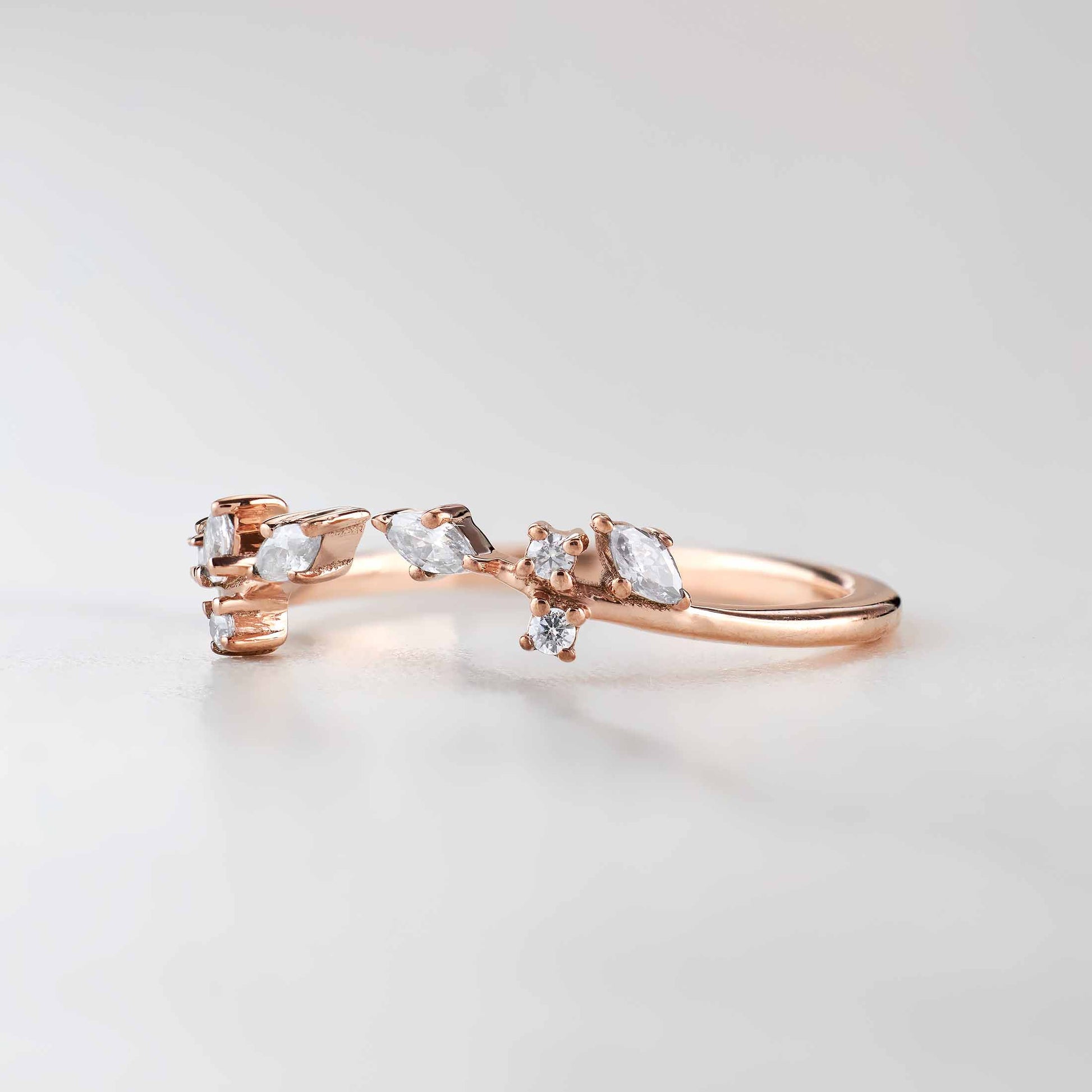 Open Ring Enhancer Wedding Band Women Art Deco AAA CZ 925 Sterling Silver