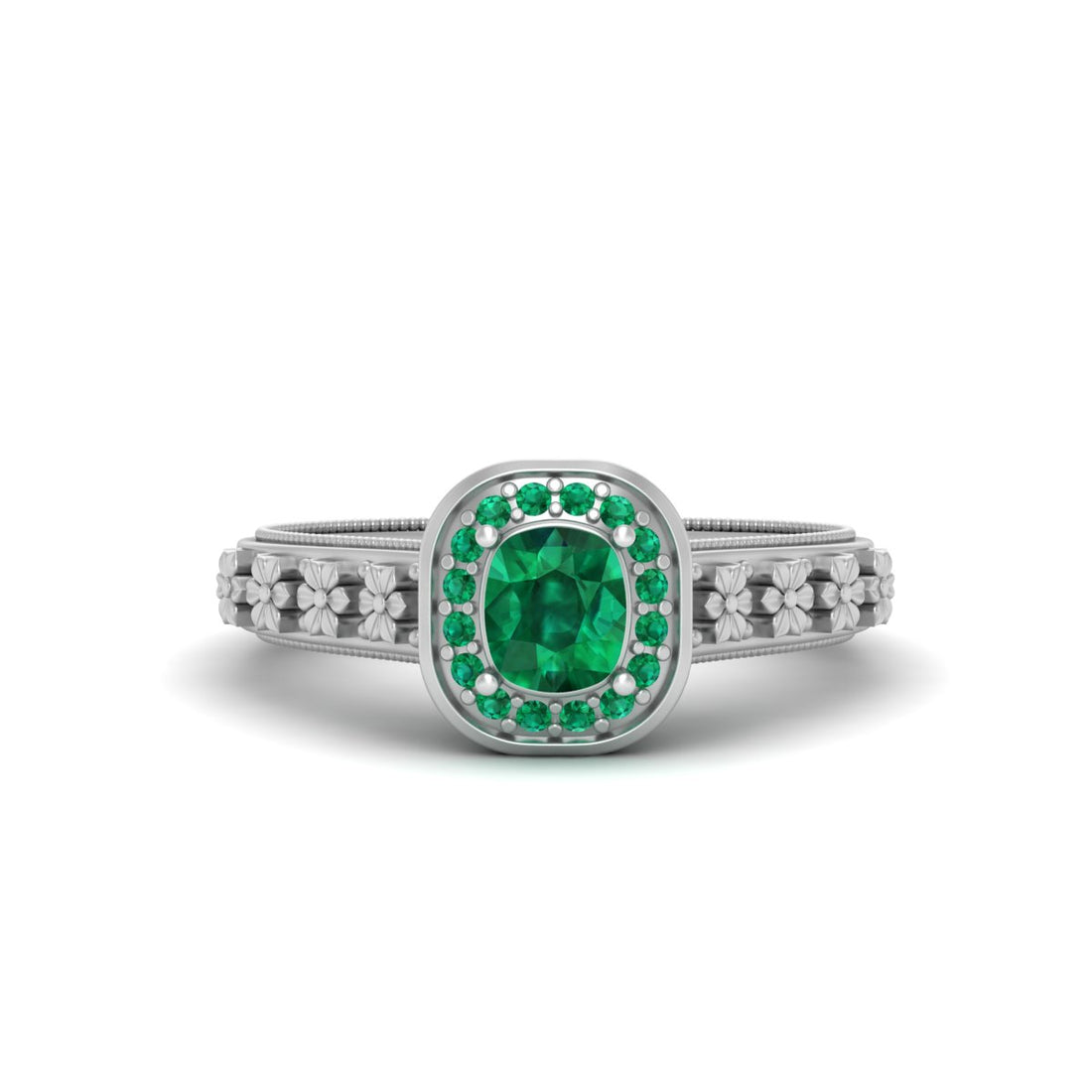 GREEN EMERALD WEDDING RING