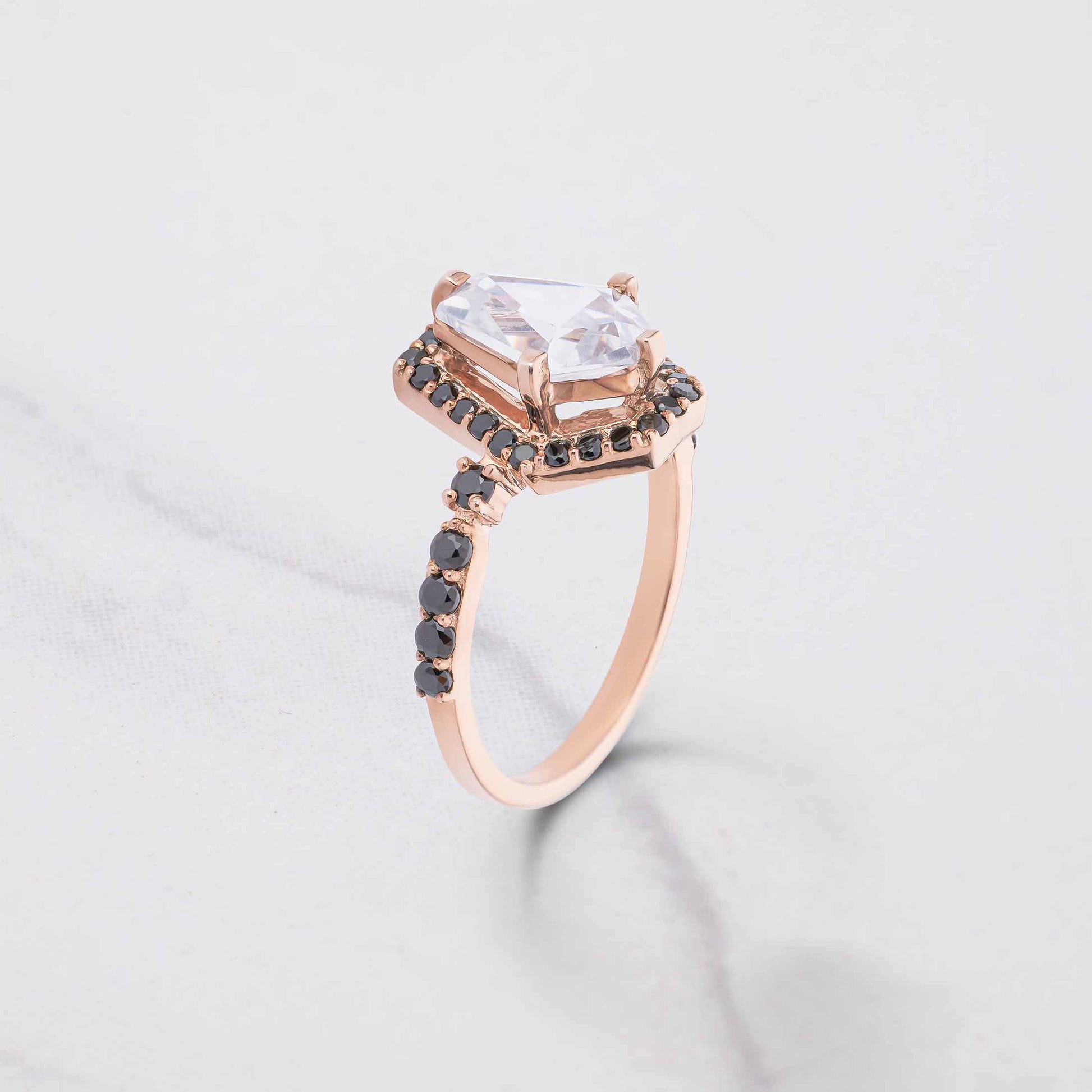 Coffin Moissanite Diamond Engagement Ring Set Till Death Wedding Rings