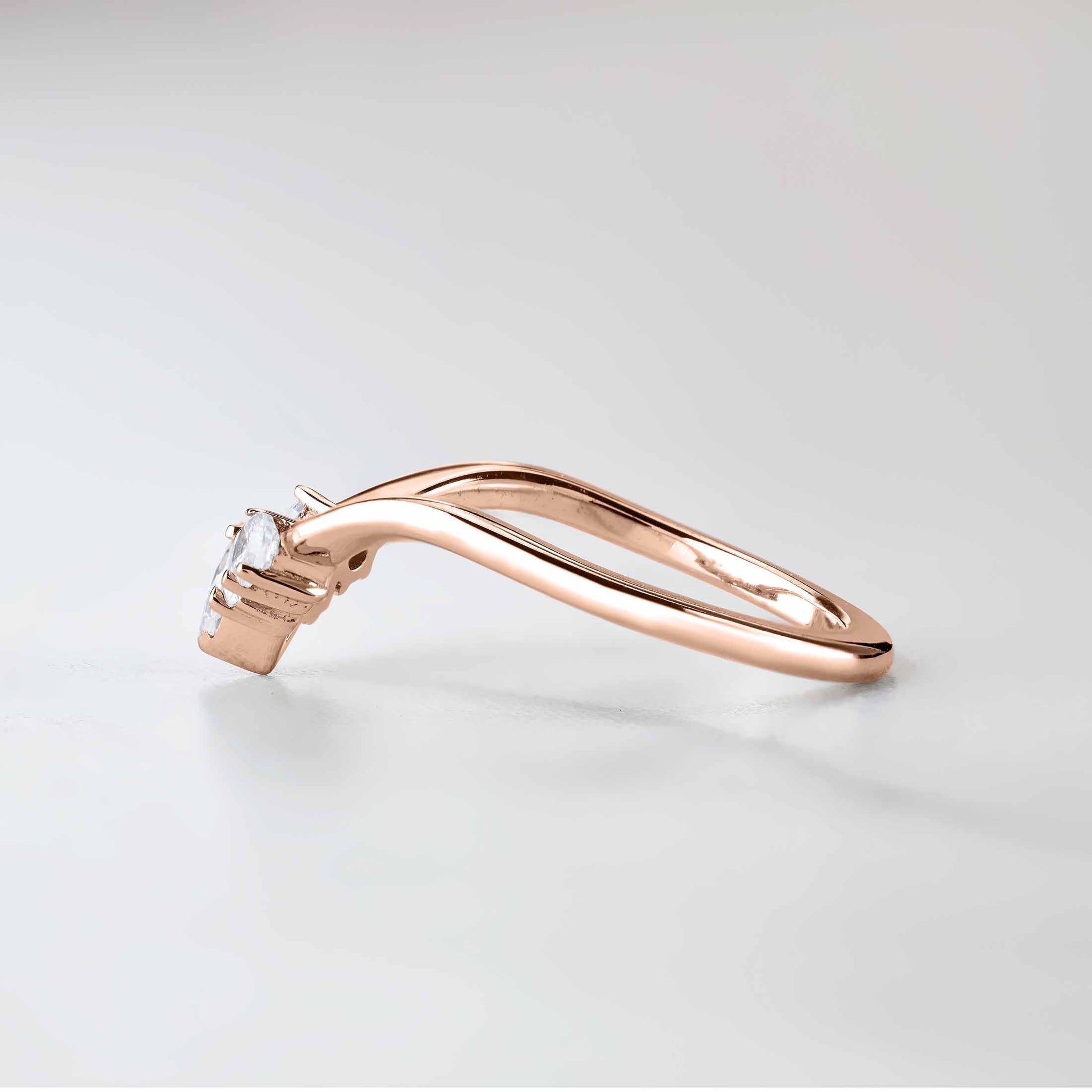 Diamond Wedding Ring Enhancer Engagement Ring Curved Stacking Rose Gold