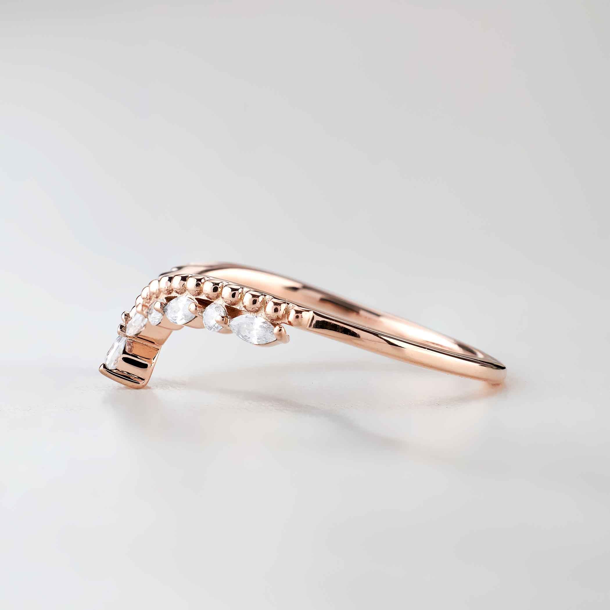 Art Deco Wedding Ring Enhancer Heart Diamond Promise Band