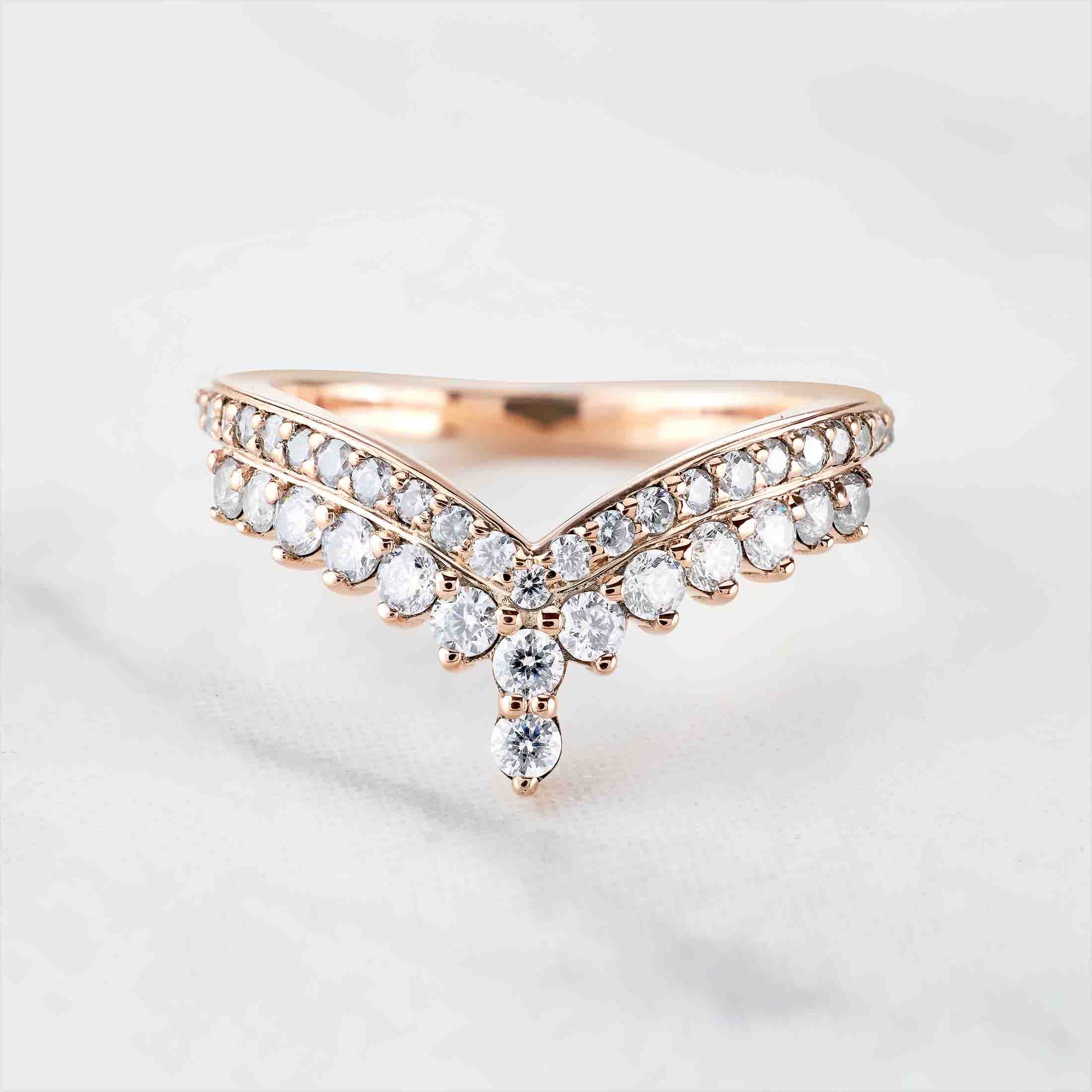 Art Deco Ring Enhancer Guard Moissanite Wedding Band Chevron