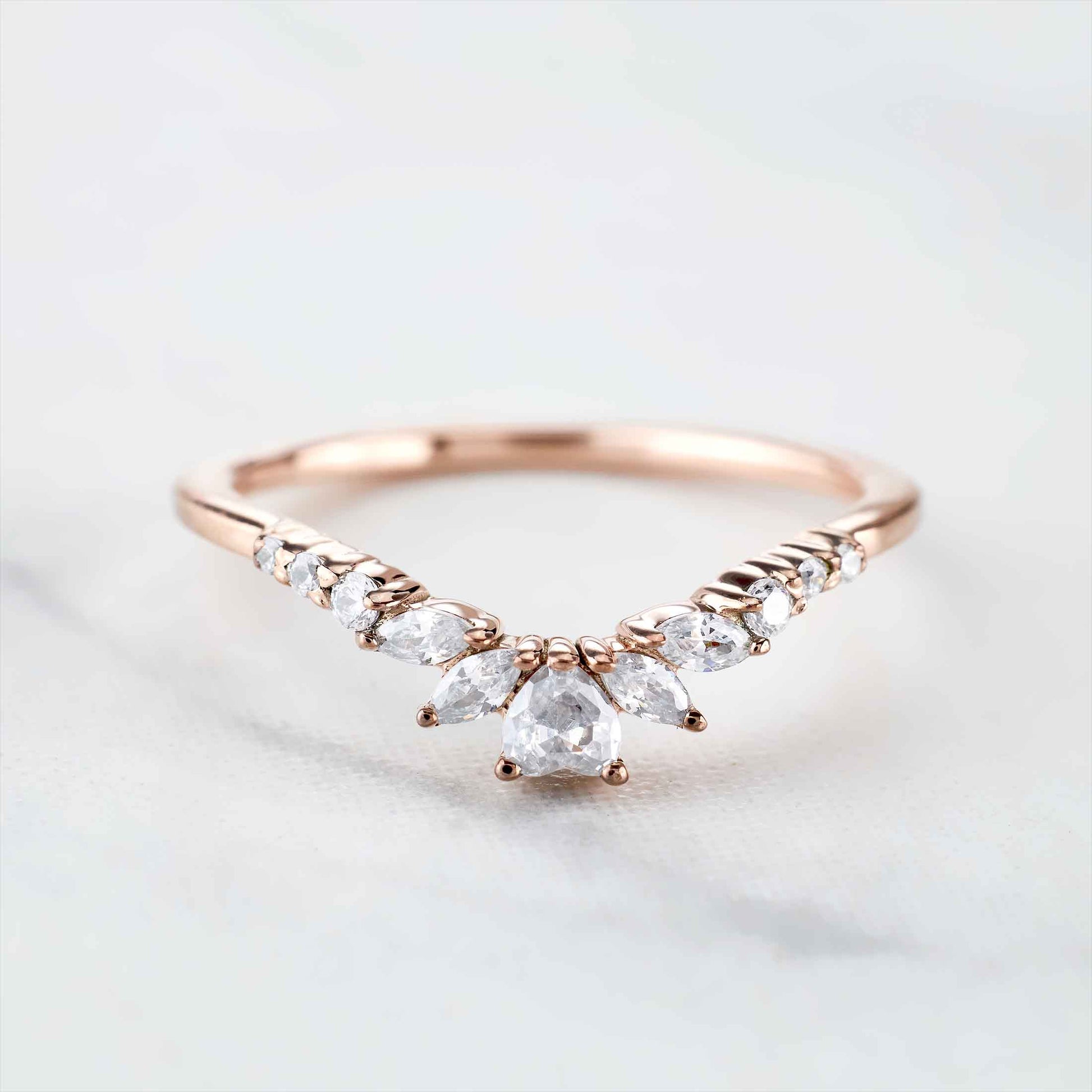 Curved Wedding Band Moissanite Engagement Ring Enhancer Guard Stack