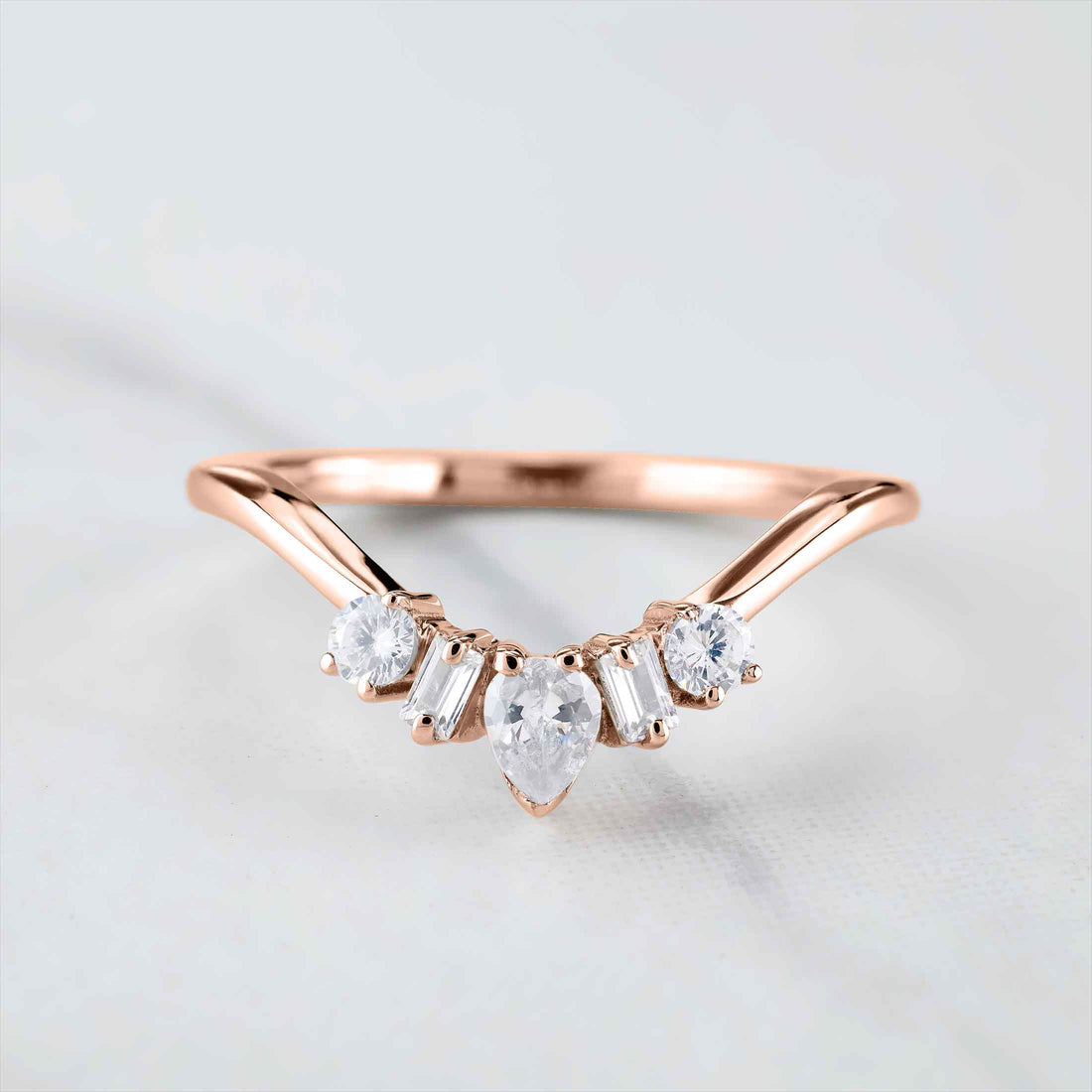 Moissanite Contour Wedding Band Ring Enhancer Sterling Silver