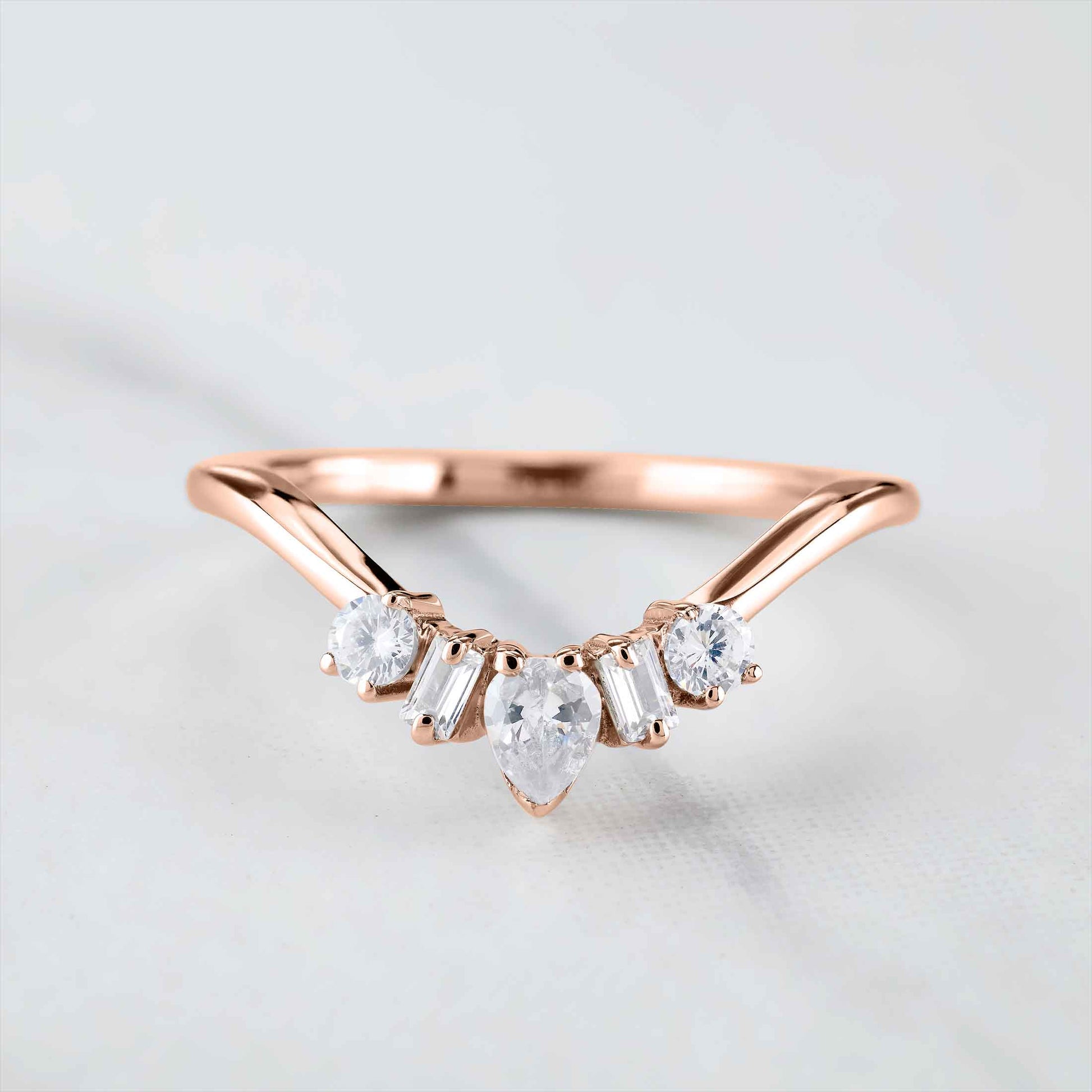 Moissanite Contour Wedding Band Ring Enhancer Sterling Silver