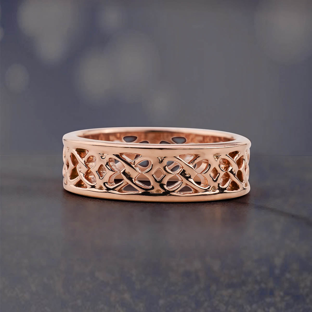 Women's Celtic Wedding Band Interlocked Heart Anniversary Band