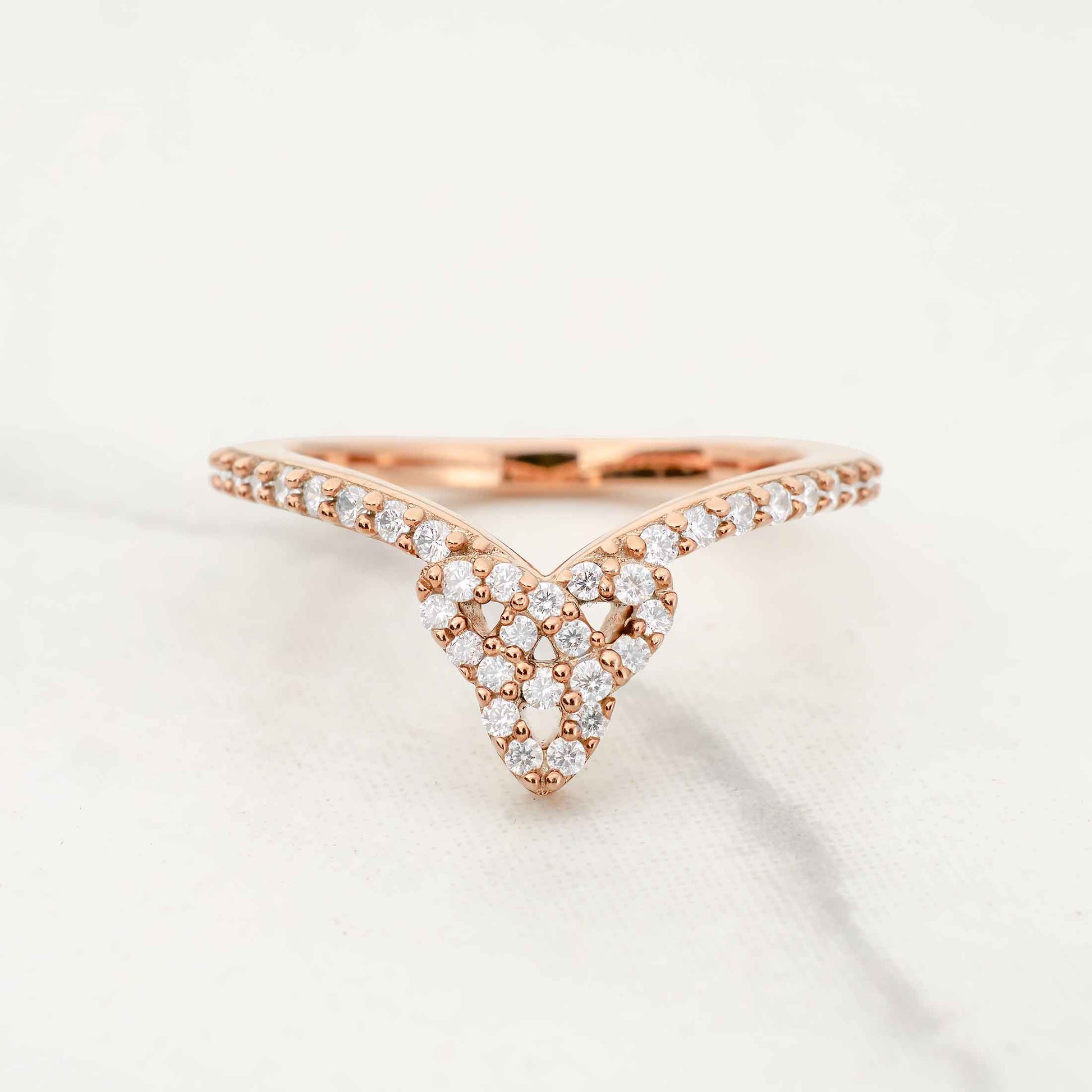 Celtic Trinity Ring Enhancer Moissanite Diamond Curved Wedding Band White Gold Rose Gold Stacking