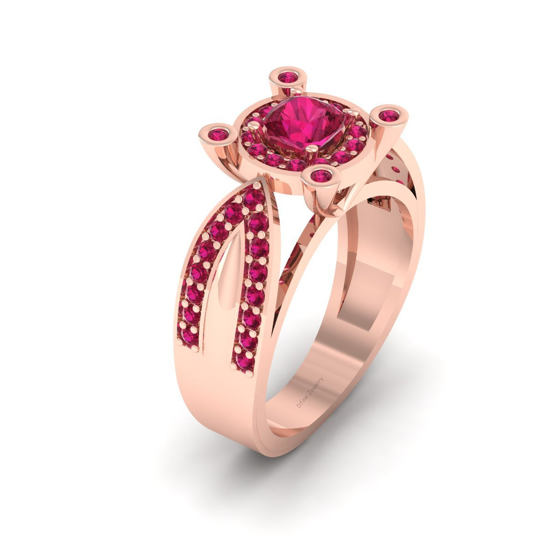 RUBY HALO ENGAGEMENT RING