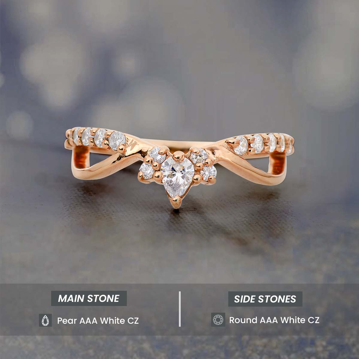 Fancy Ring Enhancer CZ Diamond Curved Wedding Band Stack