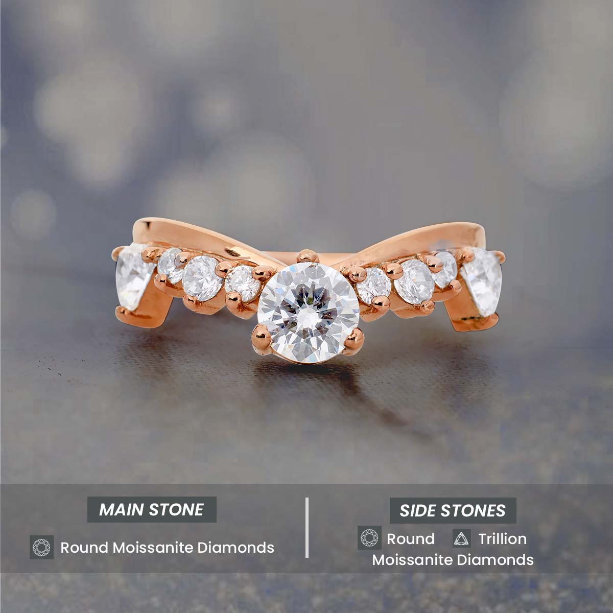 Moissanite Diamond Ring Enhancer Curved Wedding Band Rose Gold White Gold Stacking