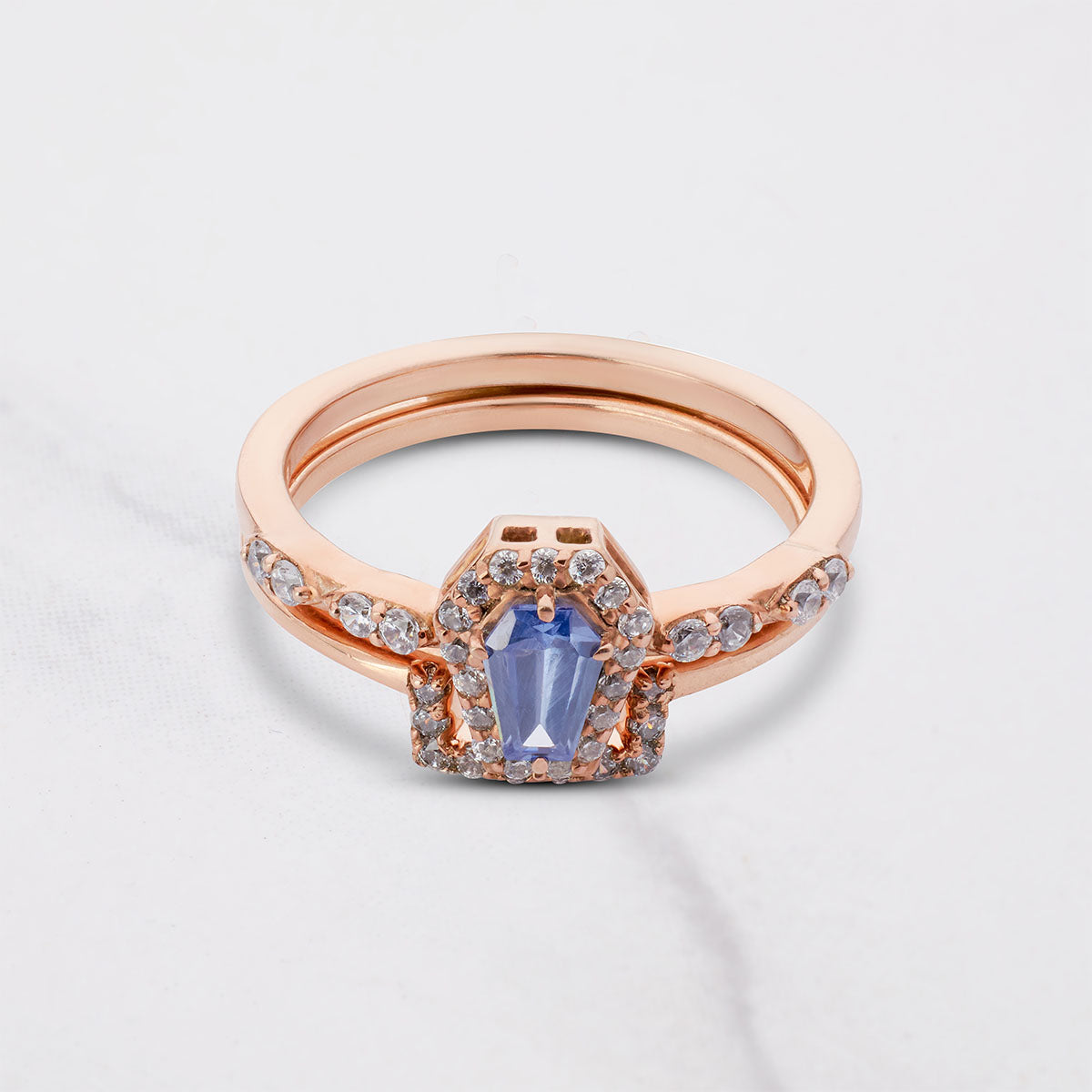 Coffin Wedding Ring Set Till Death Engagement Ring Bridal Set