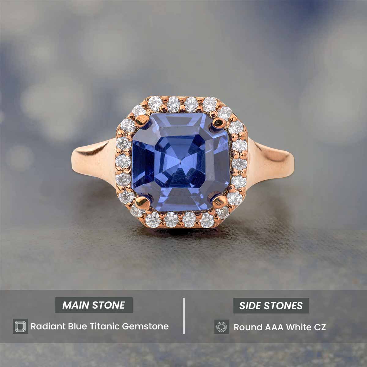 Radiant Cut Titanic Gemstone Ring Statement Engagement Rings