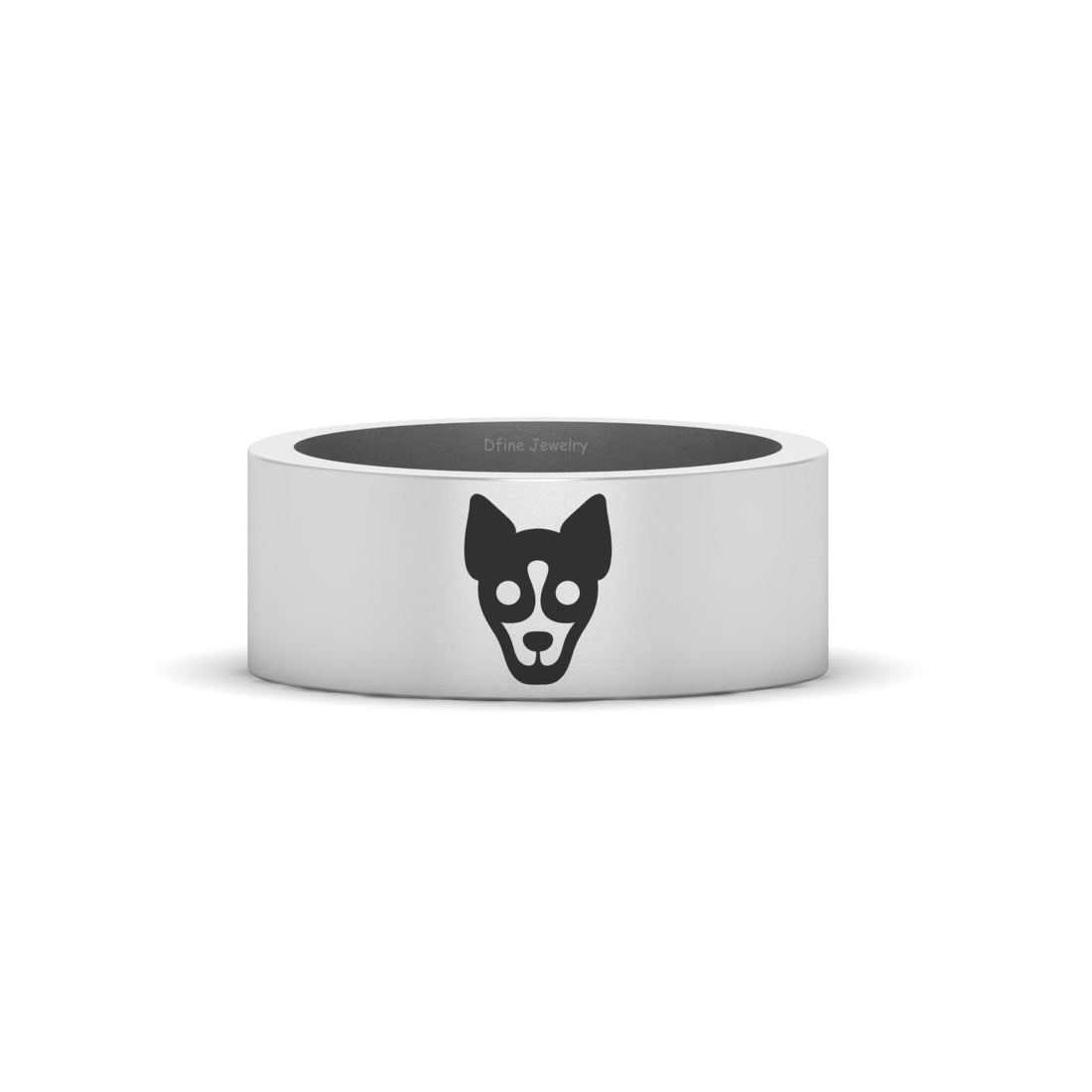 SILVER DOG FACE RING