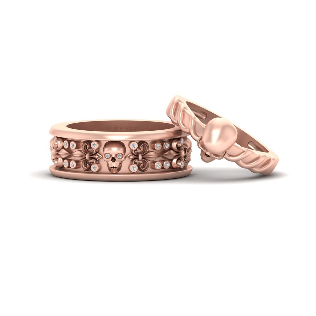 Rose Gold Skull Wedding Rings