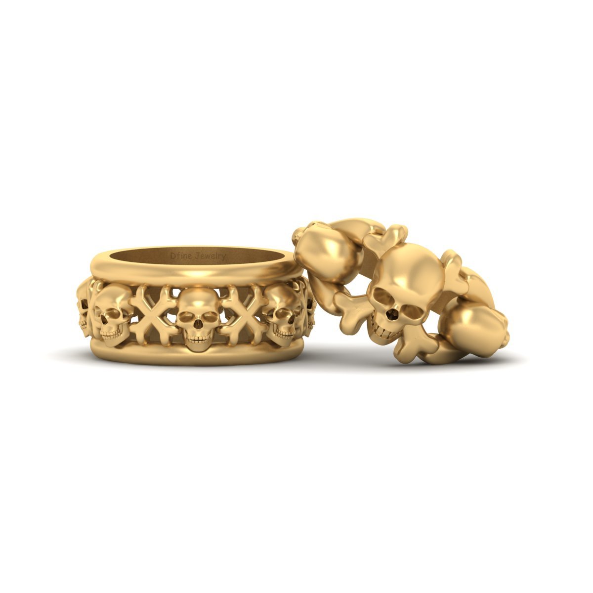 Skull Crossbones Matching Wedding Rings