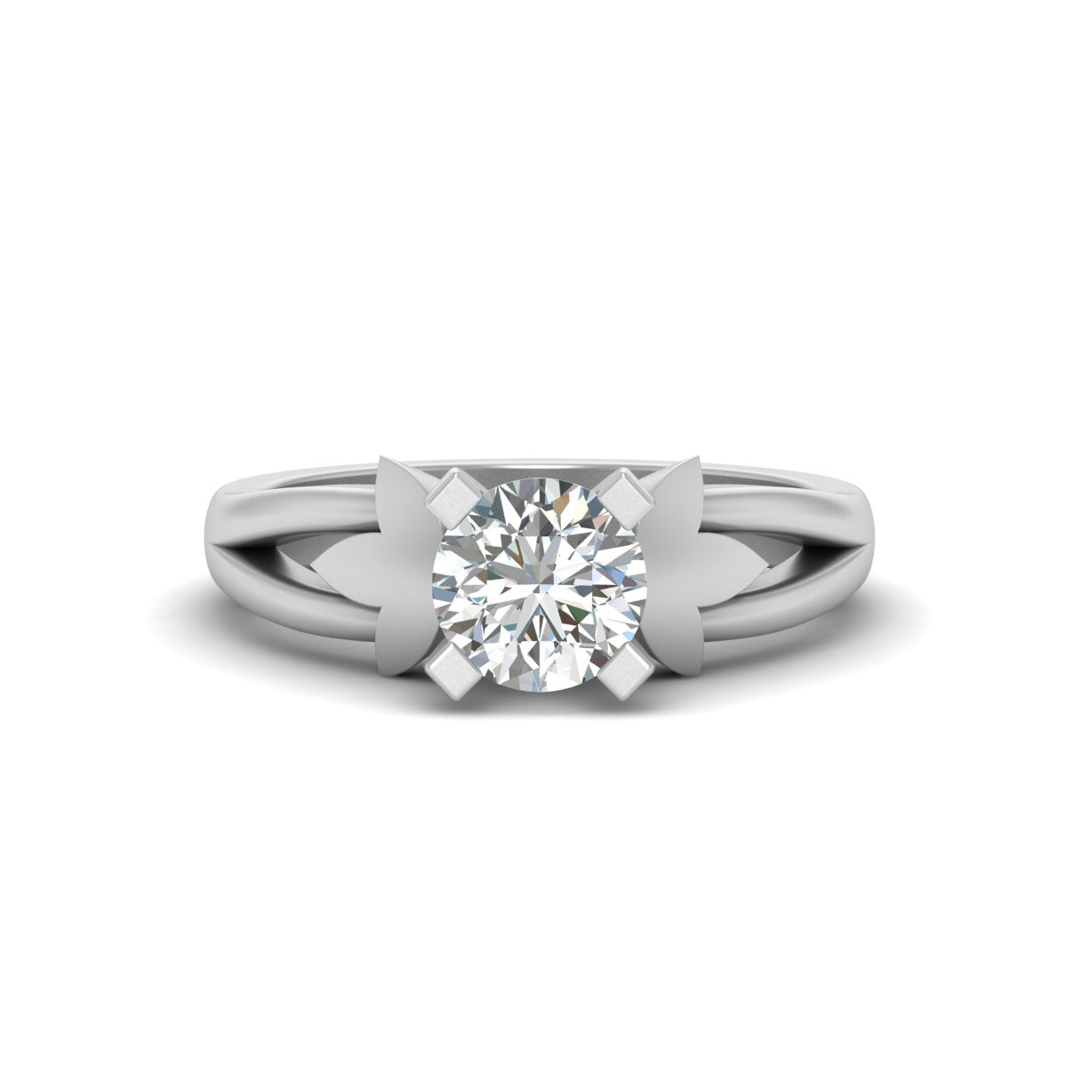 SOLITAIRE DIAMOND LEAF RING