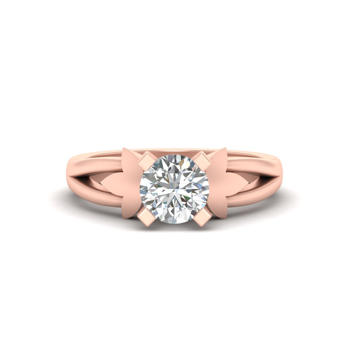 SOLITAIRE DIAMOND LEAF RING
