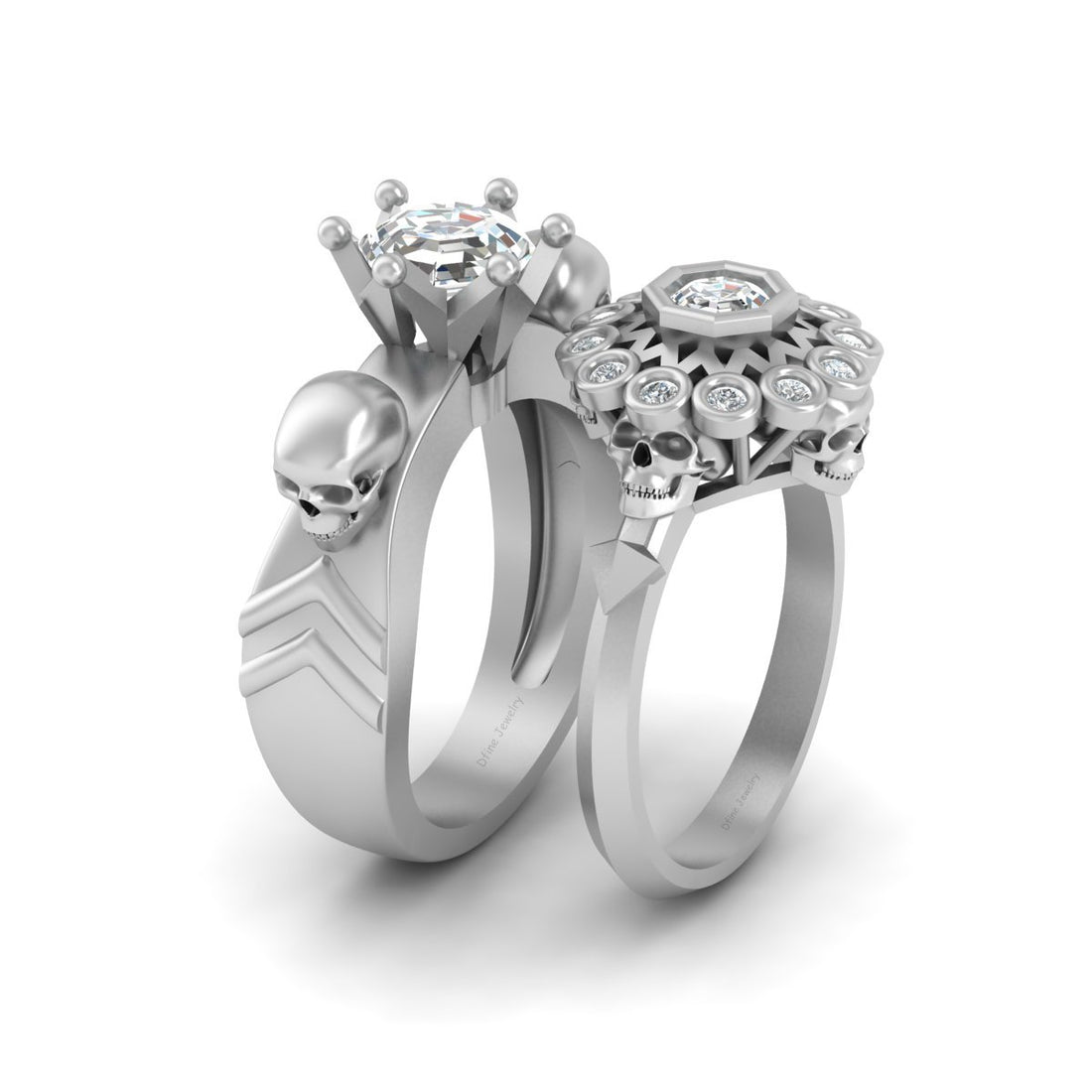 Diamond Skull Ring For Couple
