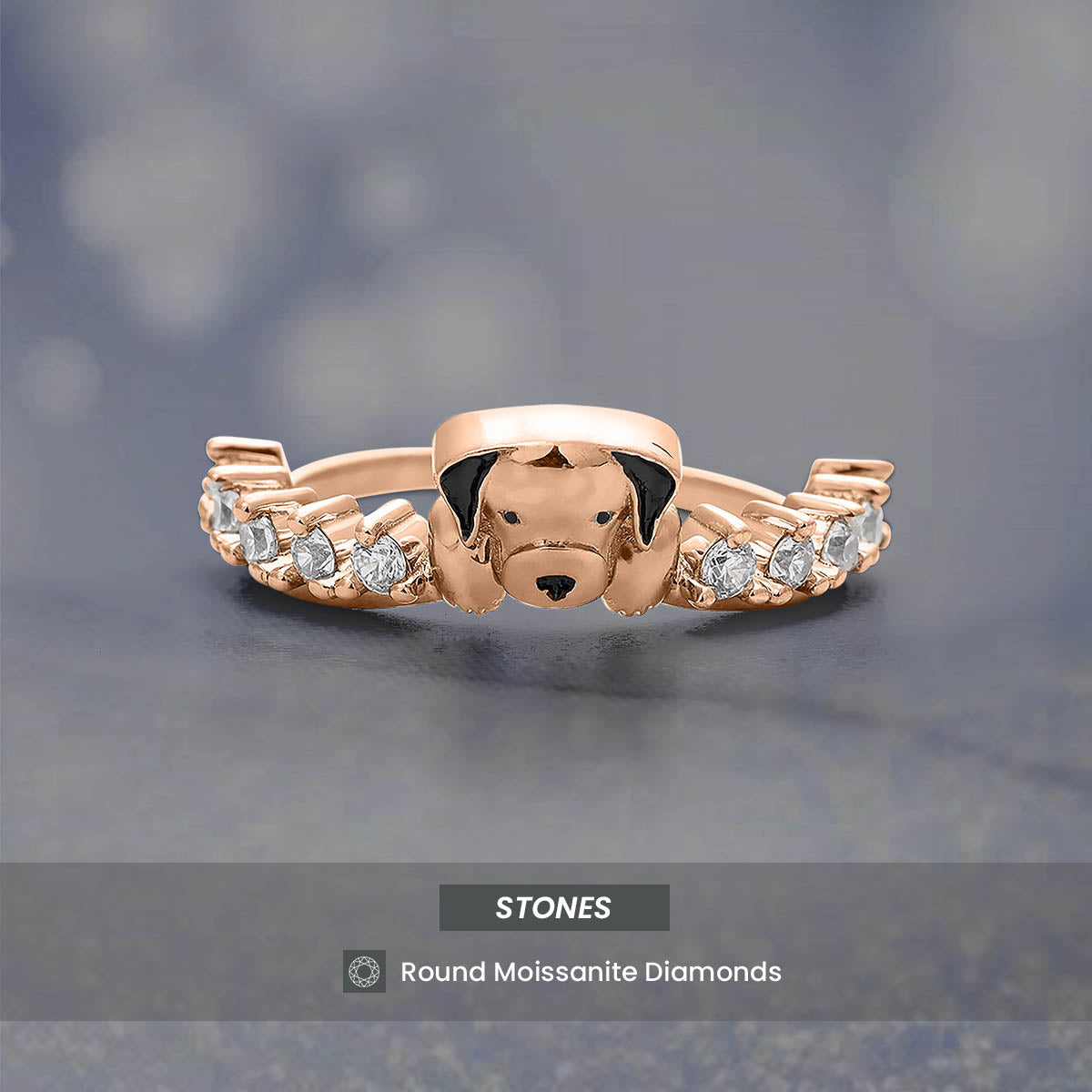 Moissanite Diamond Dog Ring Stacking Wedding Band Puppy Ring