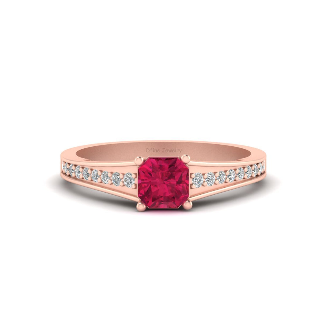RADIANT CUT PINK CZ ENGAGEMENT RING