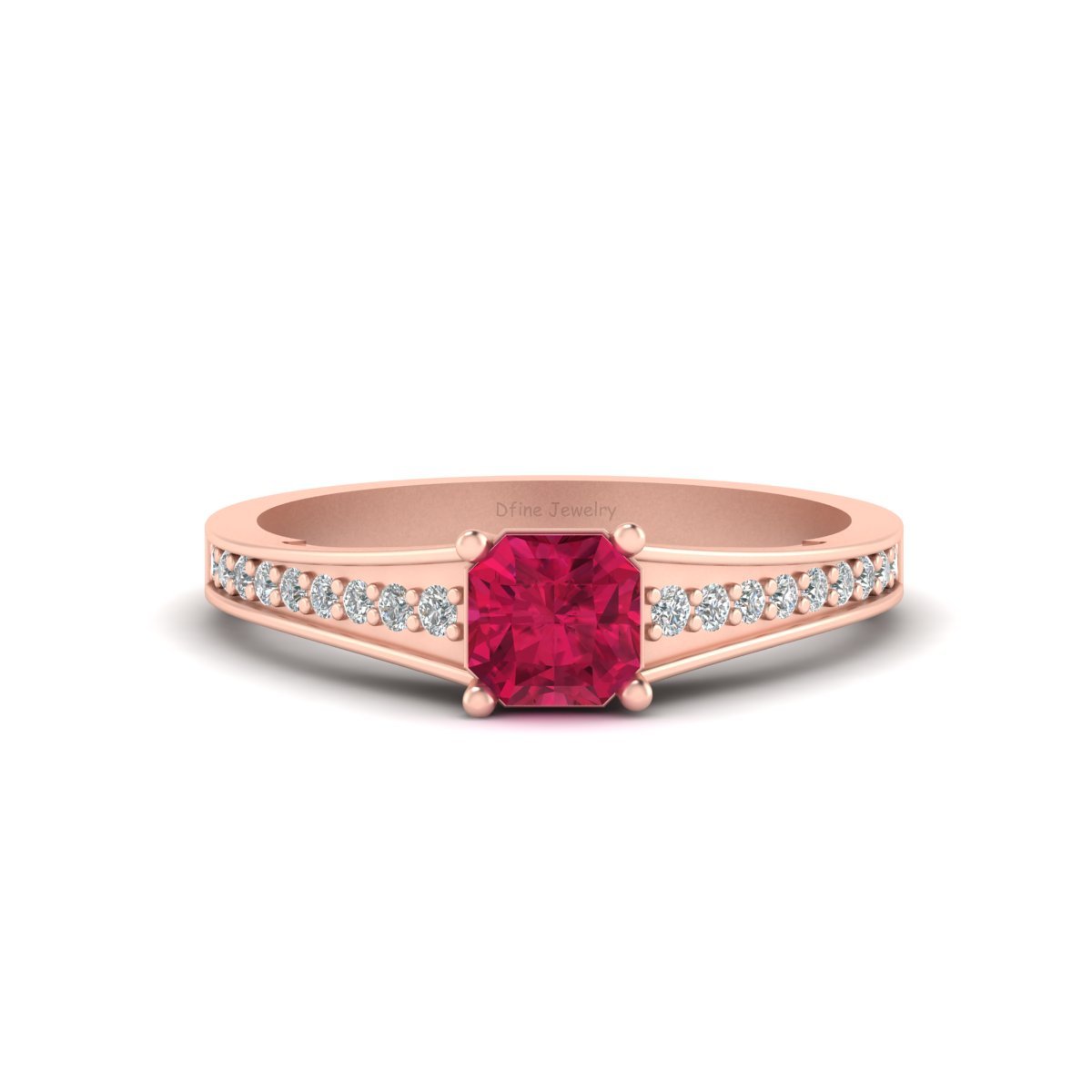RADIANT CUT PINK CZ ENGAGEMENT RING