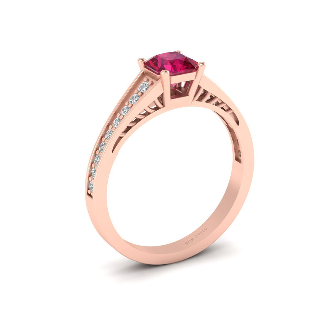 RADIANT CUT PINK CZ ENGAGEMENT RING
