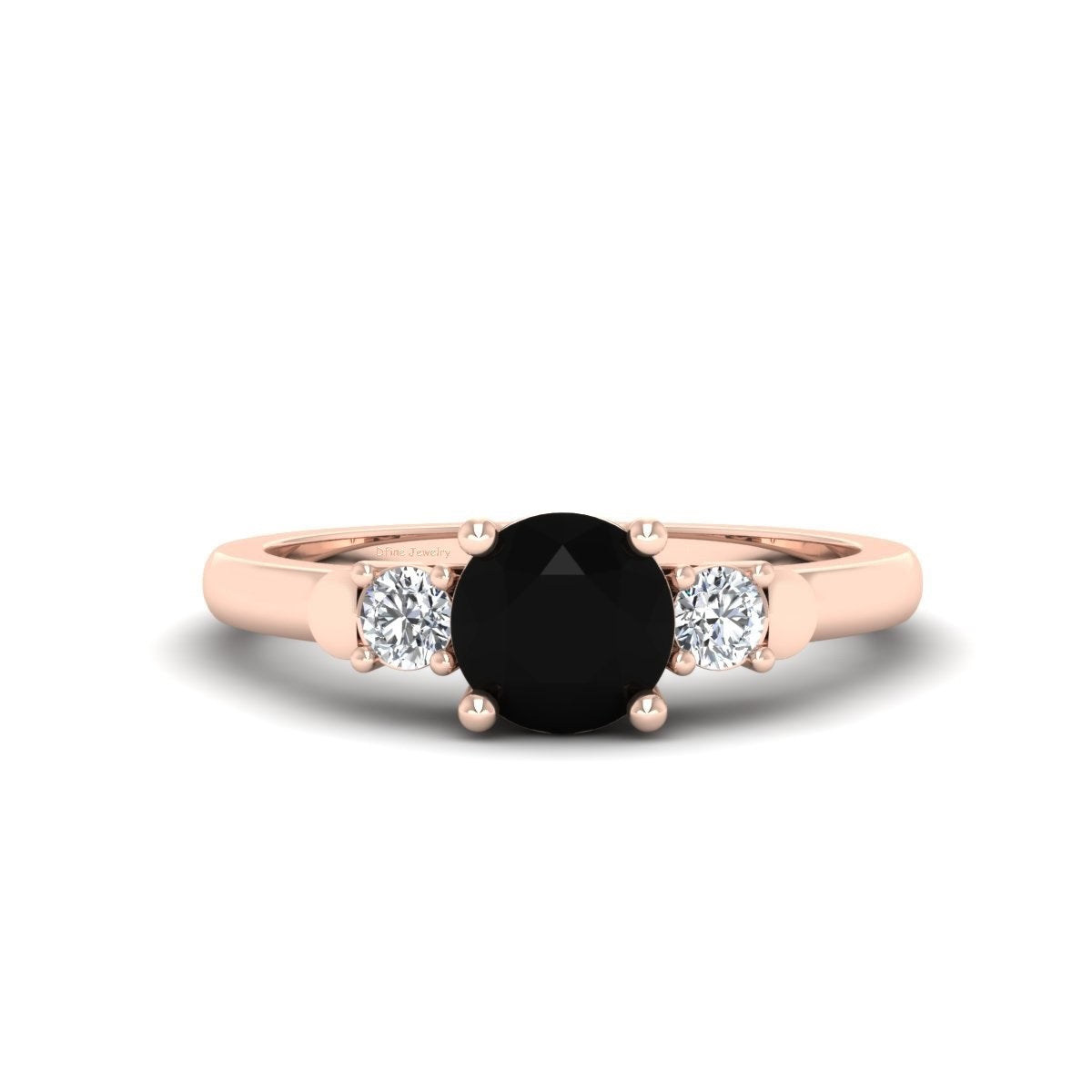 Diamond and Onyx Engagement Ring