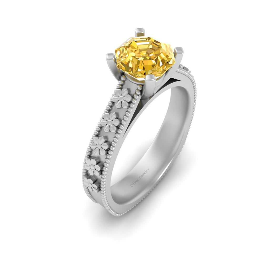 ART NOUVEAU FLOWER ENGAGEMENT RING