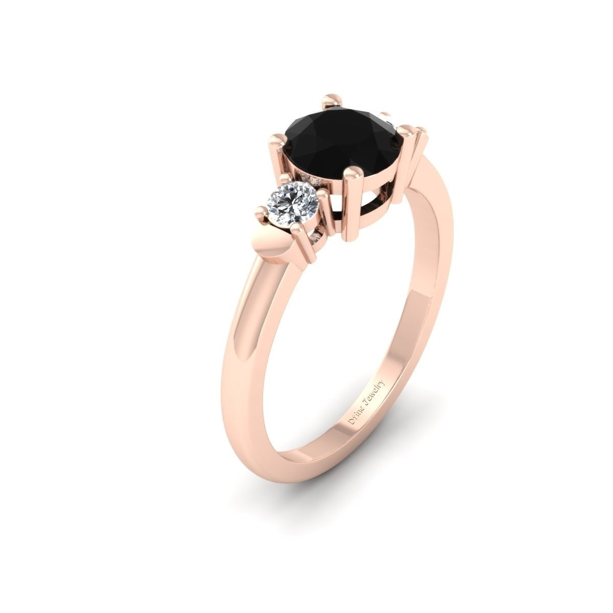 Diamond and Onyx Engagement Ring