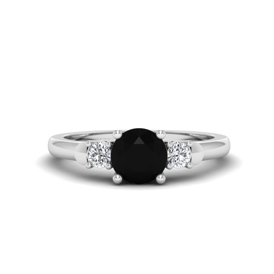 Diamond and Onyx Engagement Ring
