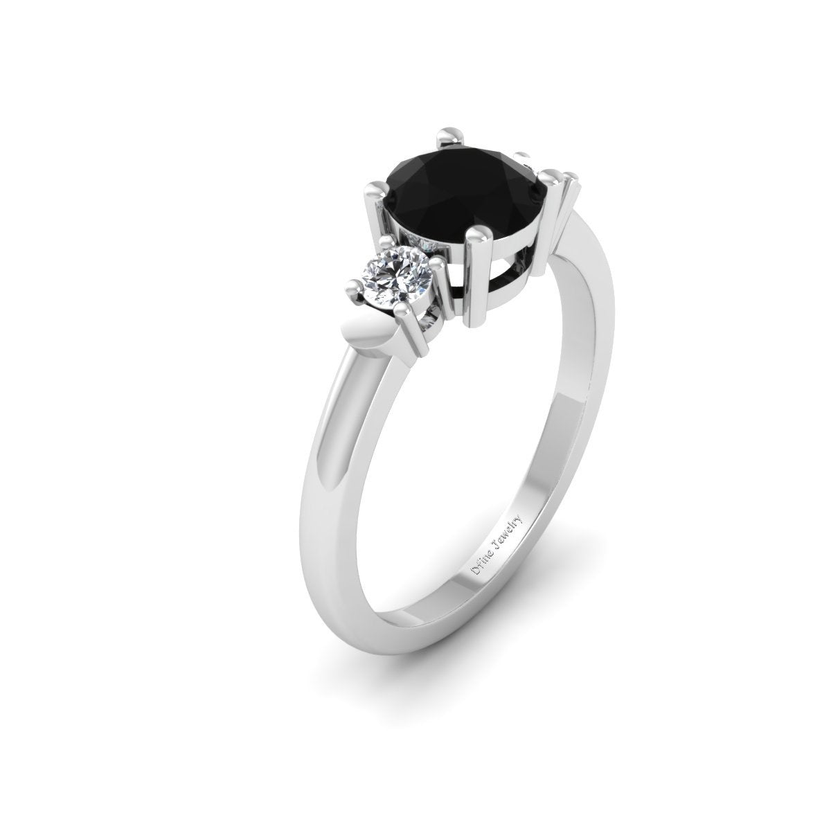 Diamond and Onyx Engagement Ring