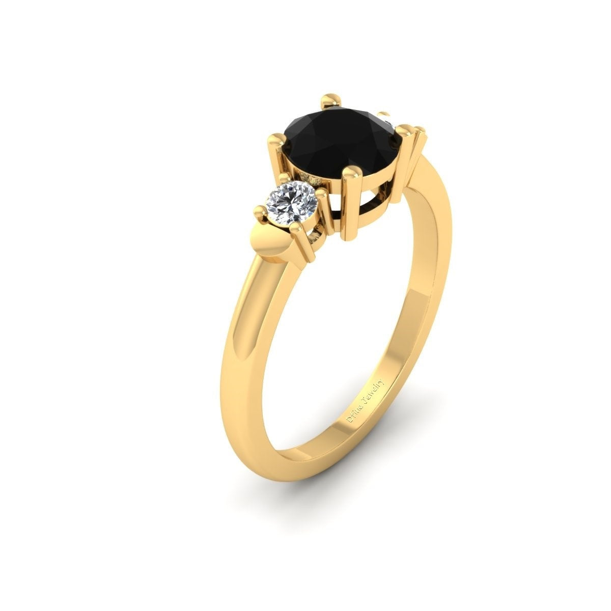 Diamond and Onyx Engagement Ring
