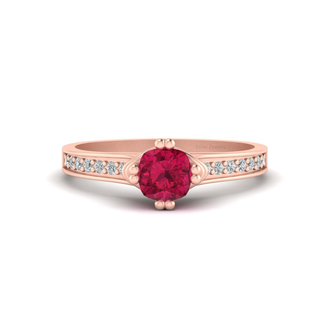 DOUBLE PRONG SET RUBY ENGAGEMENT RING