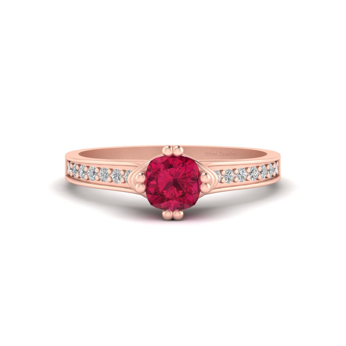 DOUBLE PRONG SET RUBY ENGAGEMENT RING