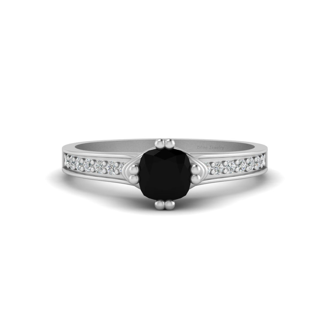 CUSHION CUT ONYX WEDDING RING