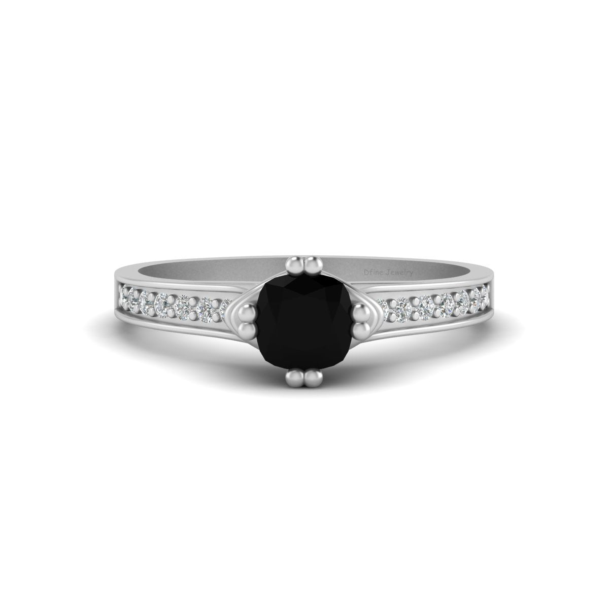 CUSHION CUT ONYX WEDDING RING